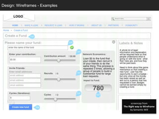 Design: Wireframes - Examples
  Design: Sketching




                                      screencap from
                                The Right way to Wireframe
                                      by Semantic Will
 