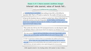 SVB’s deposits shrank in the funding winter, SVB needed to raise 2 billion…
Reason 2 of 3 | Macro-economic conditions changed
interest rate soared, value of bonds fell…
 