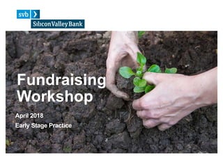 Fundraising
Workshop
April 2018
Early Stage Practice
 