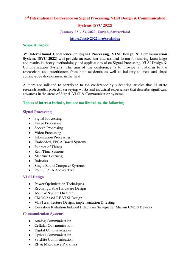 Call for Papers 3rd International Conference on Signal Processing