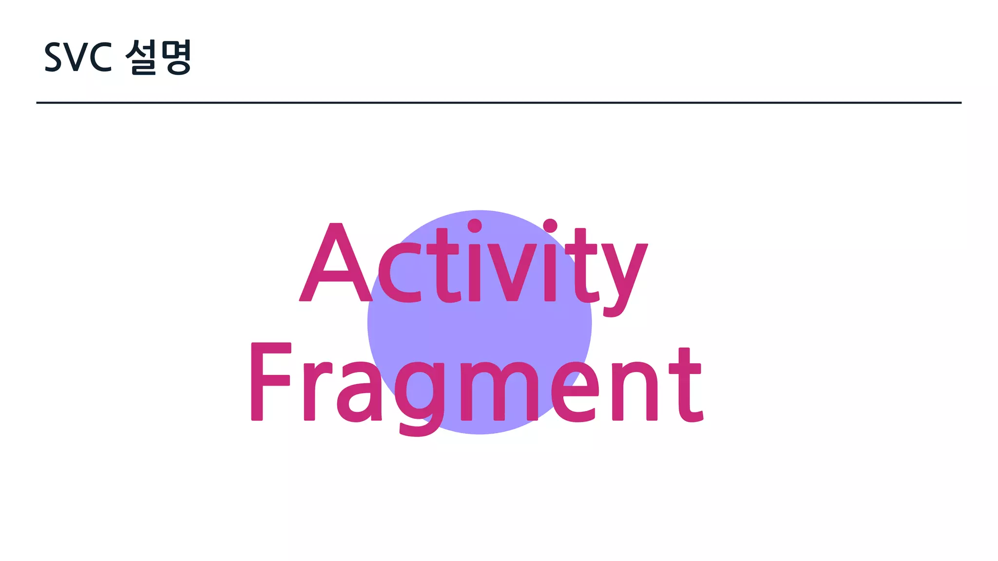Activity 
Fragment
SVC 설명
 