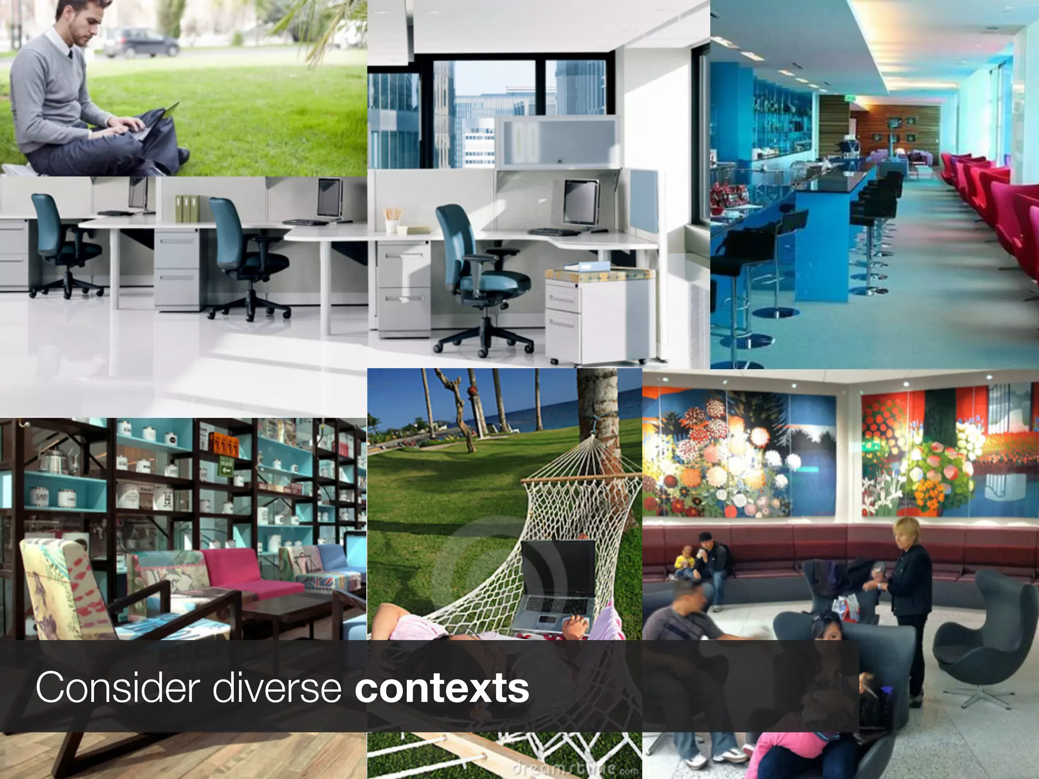 Consider diverse contexts
 