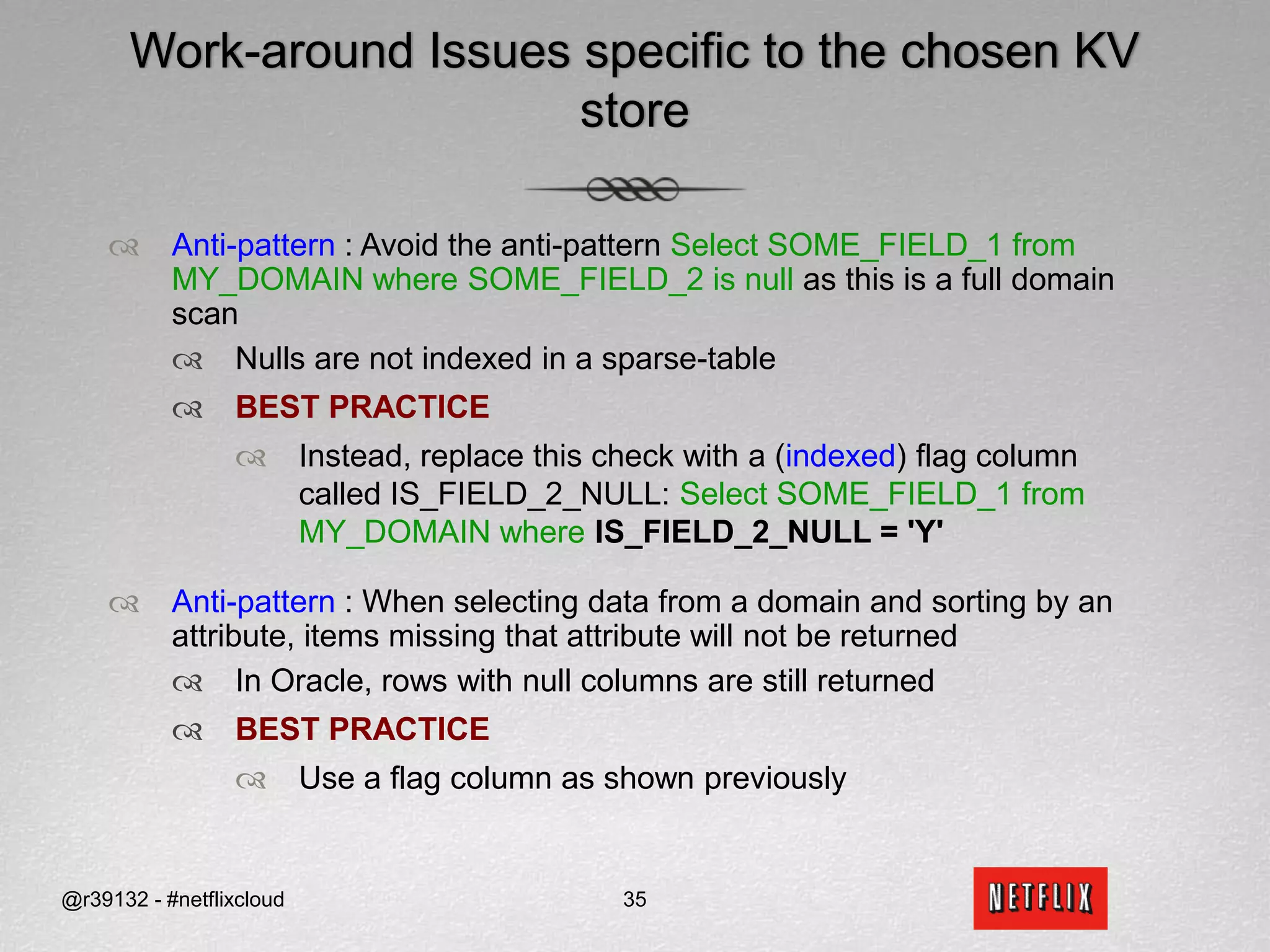Translate RDBMS Concepts to Key-Value Store ConceptsRelational Databases are known for relationsFirst, a quick refresher on Normal forms@r39132 - #netflixcloud24