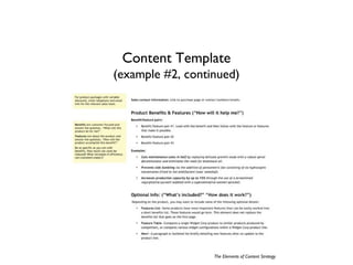 Content Template
(example #2, continued)




                  The Elements of Content Strategy
 