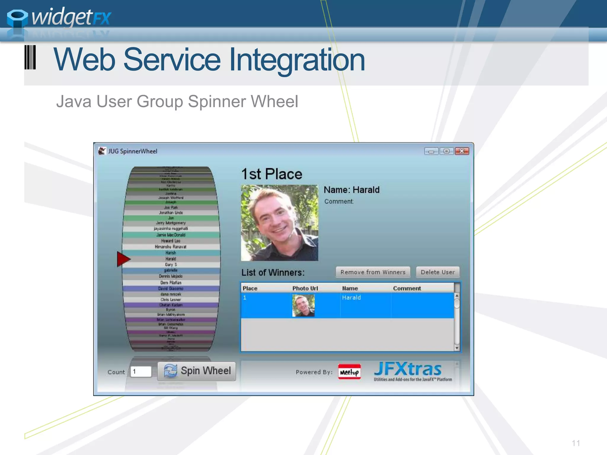 Java User Group Spinner Wheel11Web Service Integration