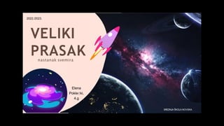 VELIKI
PRASAK
nastanak svemira
SREDNJA ŠKOLA NOVSKA
2022./2023.
Elena
Poklečki,
4.g
 
