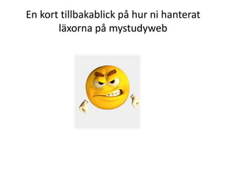 En kort tillbakablick på hur ni hanterat
läxorna på mystudyweb

 