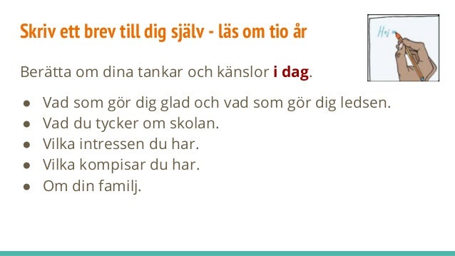 Svenskplanering skriv ett brev till dig själv