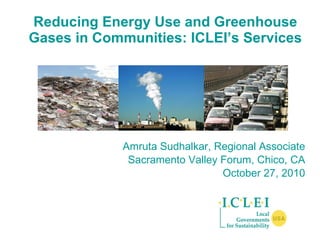 Reducing Energy Use and Greenhouse Gases in Communities: ICLEI’s Services ,[object Object],[object Object],[object Object]
