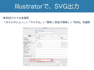 心配無料です！
Illustratorで、SVG出力
▪️SVGファイルを保存
「メインメニュー」>「ファイル」>「保存 / 別名で保存」>「SVG」を選択
 