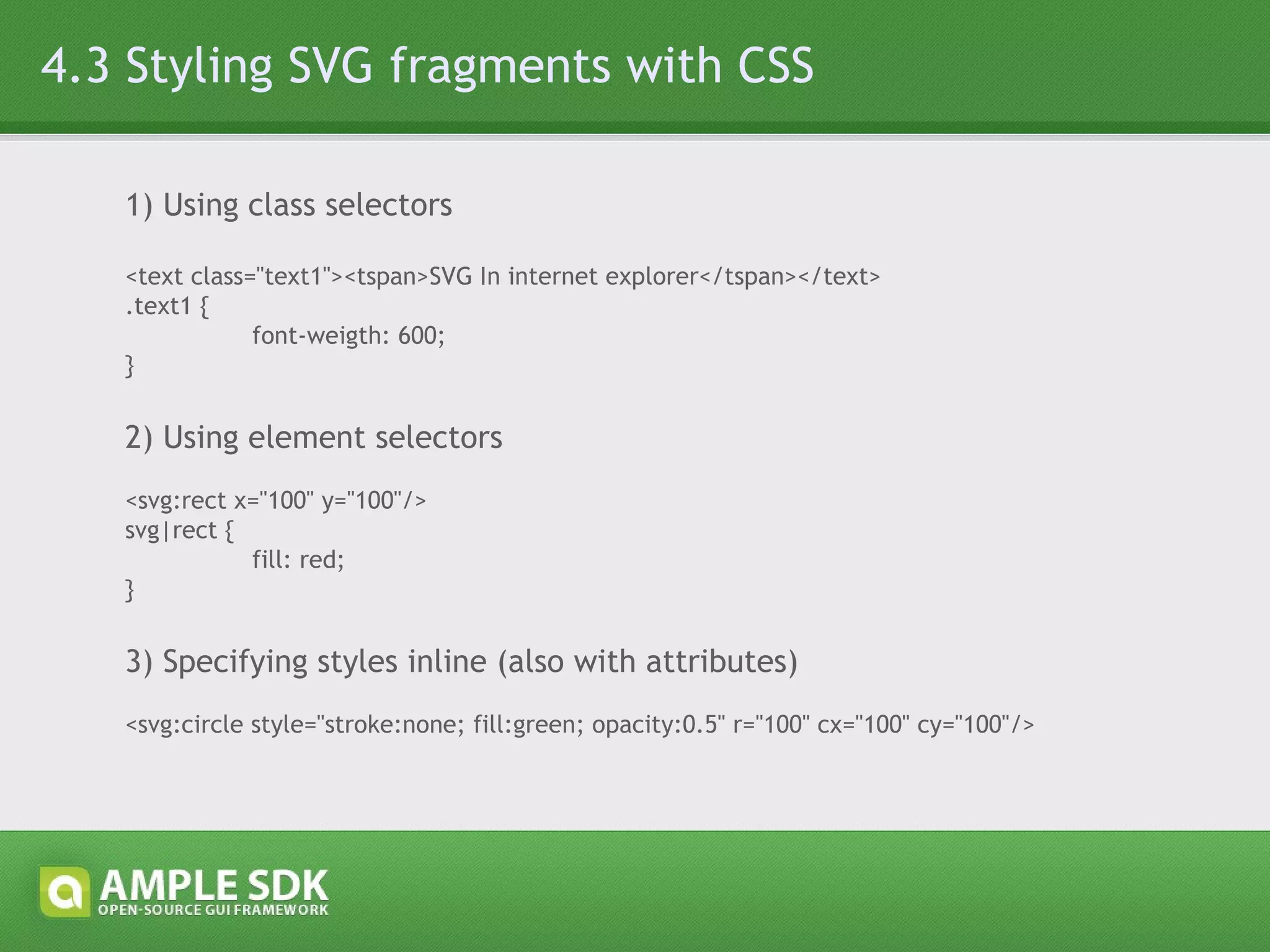 5. VML problems encountered while implementing - IE8 is 10x times slower compared to IE6 rendering VML - Certain VML attributes can't be set at runtime - No native transformations on groups - Stroke lines thiner than 1 unit cannot be drawn - VML radial gradient is too much sophisticated 
