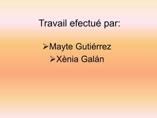 Travail efectué par:
Mayte Gutiérrez
Xènia Galán
 