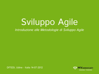 Sviluppo Agile
       Introduzione alle Metodologie di Sviluppo Agile




DITEDI, Udine - Italia 14-07-2012
 