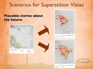 Scenarios for Superstition Vistas Plausible stories about the future: 