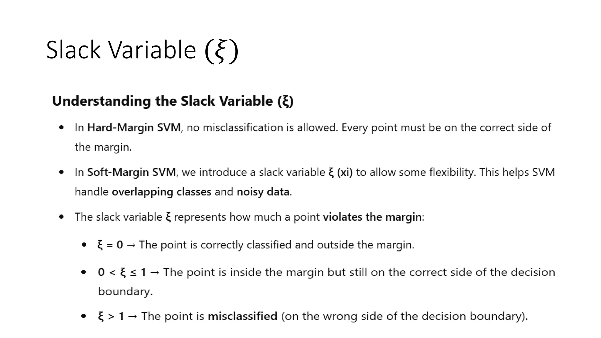 Slack Variable (𝜉)
 