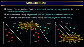 Svm Introduction Support vector machine application and theory | PPTX