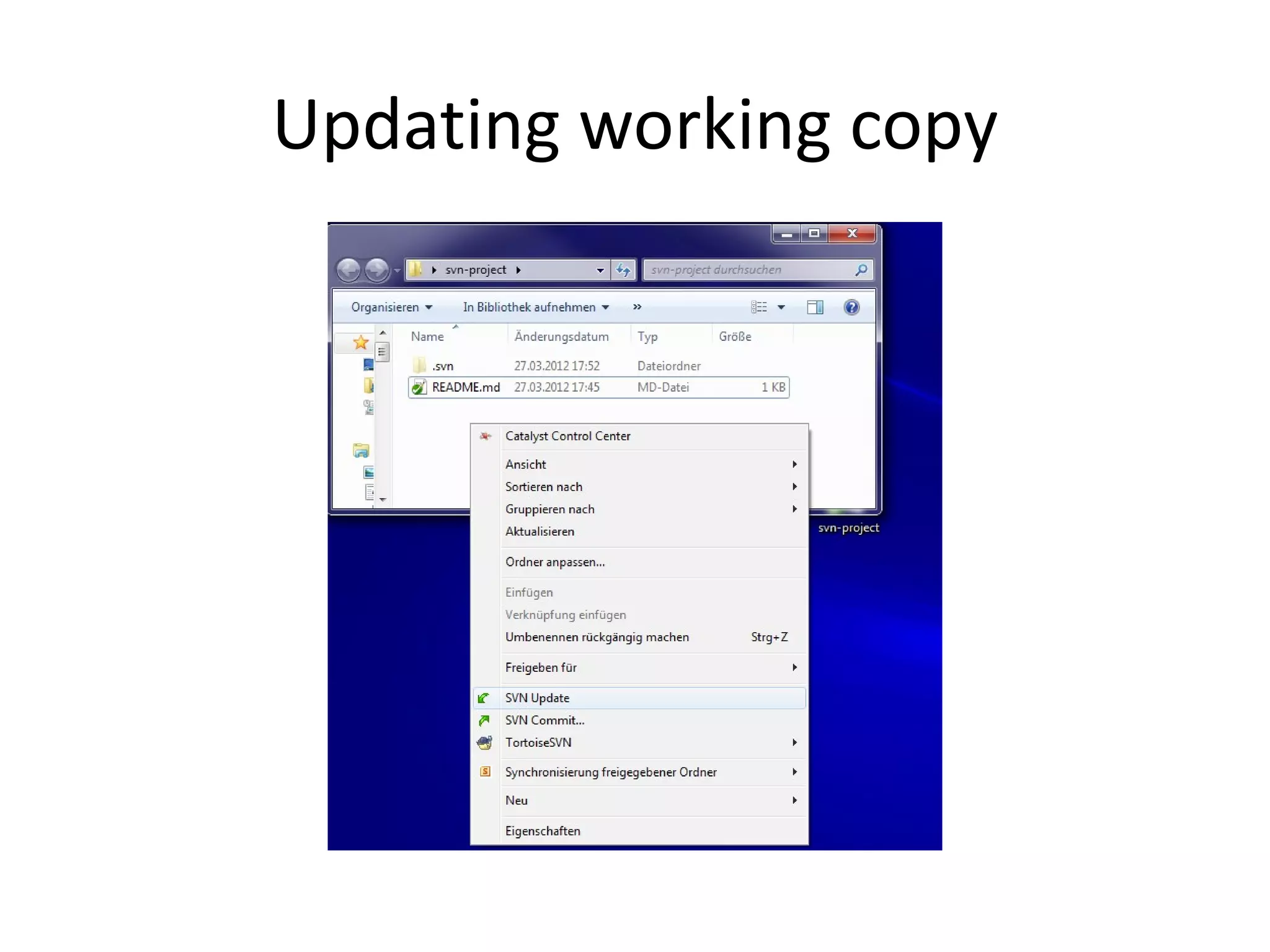 Updating working copy
 