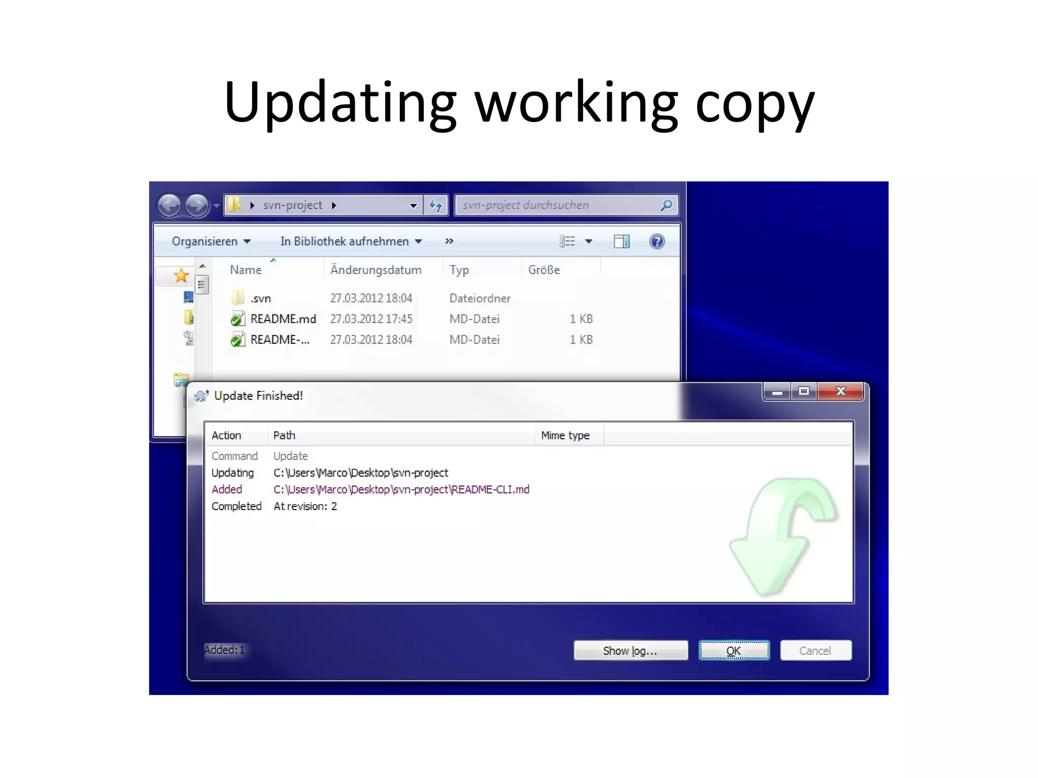 Updating working copy
 
