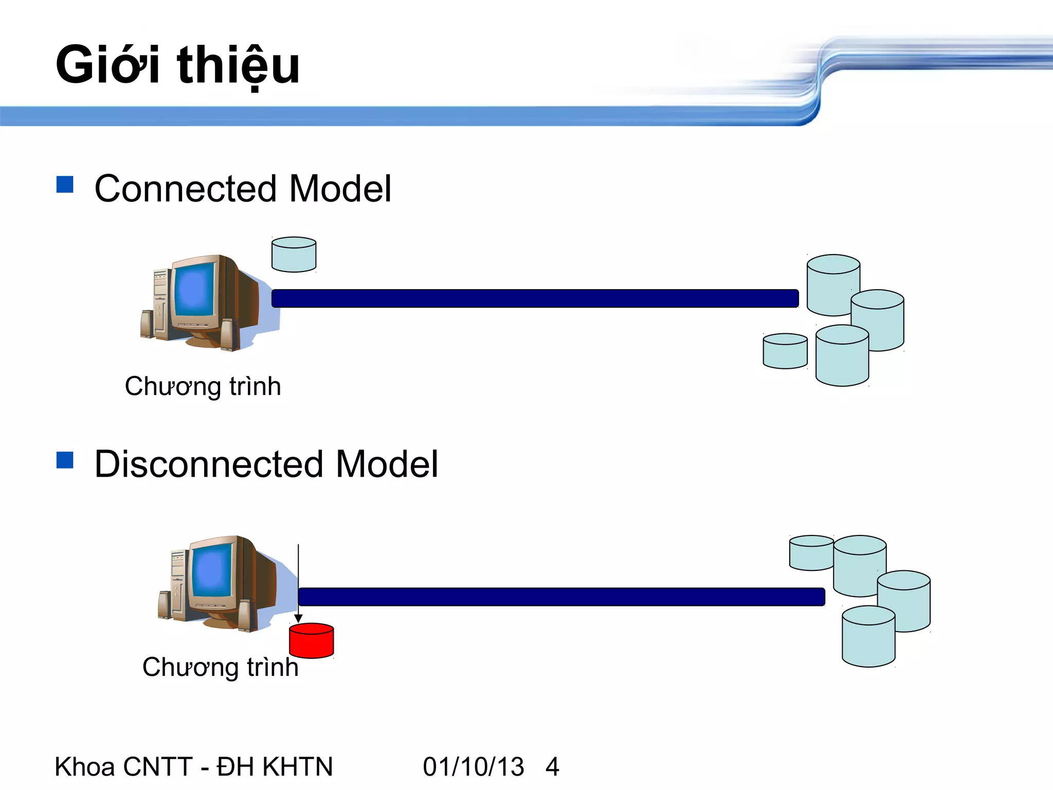 Giới thiệu

   Connected Model




     Chương trình

   Disconnected Model




      Chương trình


Khoa CNTT - ĐH KHTN   01/10/13 4
 