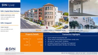 Sale Price $
Size
Price/SF $
Transaction Highlights
Property Details
50% OF THE COMMISSION | 100% OF THE TIME* | THE SVN D...