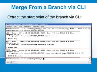 Merge From a Branch via CLI
Extract the start point of the branch via CLI:
 
