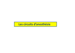 Les circuits d’anesthésie
 