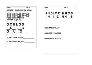 ATIVIDADES COM VOGAIS