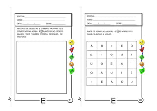 ATIVIDADES COM VOGAIS