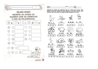 ATIVIDADES COM VOGAIS