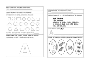 ATIVIDADES COM VOGAIS