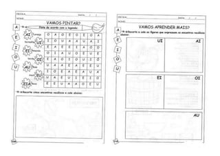 ATIVIDADES COM VOGAIS