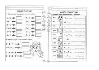 ATIVIDADES COM VOGAIS