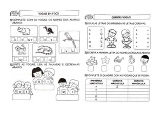 ATIVIDADES COM VOGAIS