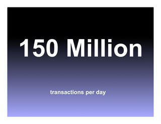 150 Million
  transactions per day
 