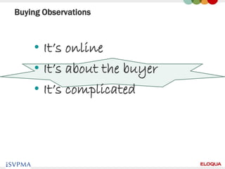 Buying Observations



     • It’s online
     • It’s about the buyer
     • It’s complicated




37
 