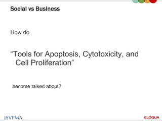 Social vs Business


How do


“Tools for Apoptosis, Cytotoxicity, and
  Cell Proliferation”

 become talked about?




46
 