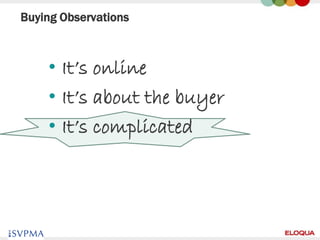 Buying Observations



     • It’s online
     • It’s about the buyer
     • It’s complicated




48
 