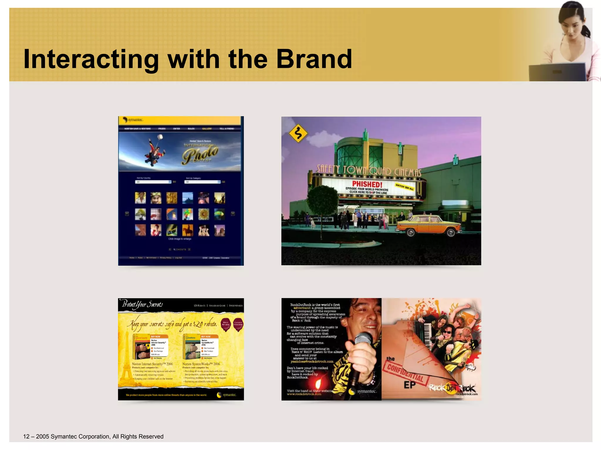 Interacting with the Brand




12 – 2005 Symantec Corporation, All Rights Reserved
 