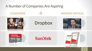 6
A Number of Companies Are Aspiring
CONSUMER  MISSION CRITICAL
Dropbox
 