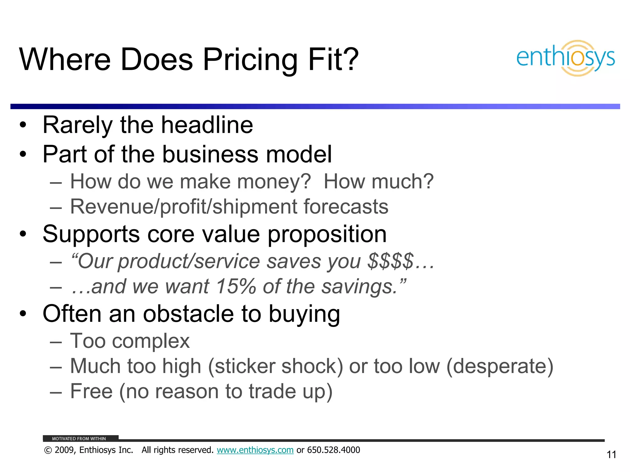 Pricing, Business Models, and What Things are Worth