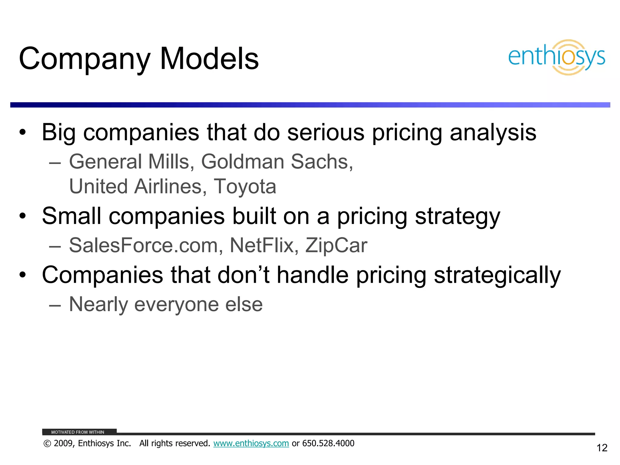 Pricing, Business Models, and What Things are Worth