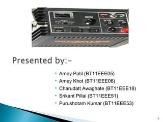  Amey Patil (BT11EEE05)
 Amey Khot (BT11EEE06)
 Charudatt Awaghate (BT11EEE18)
 Srikant Pillai (BT11EEE51)
 Purushotam Kumar (BT11EEE53)
2
 