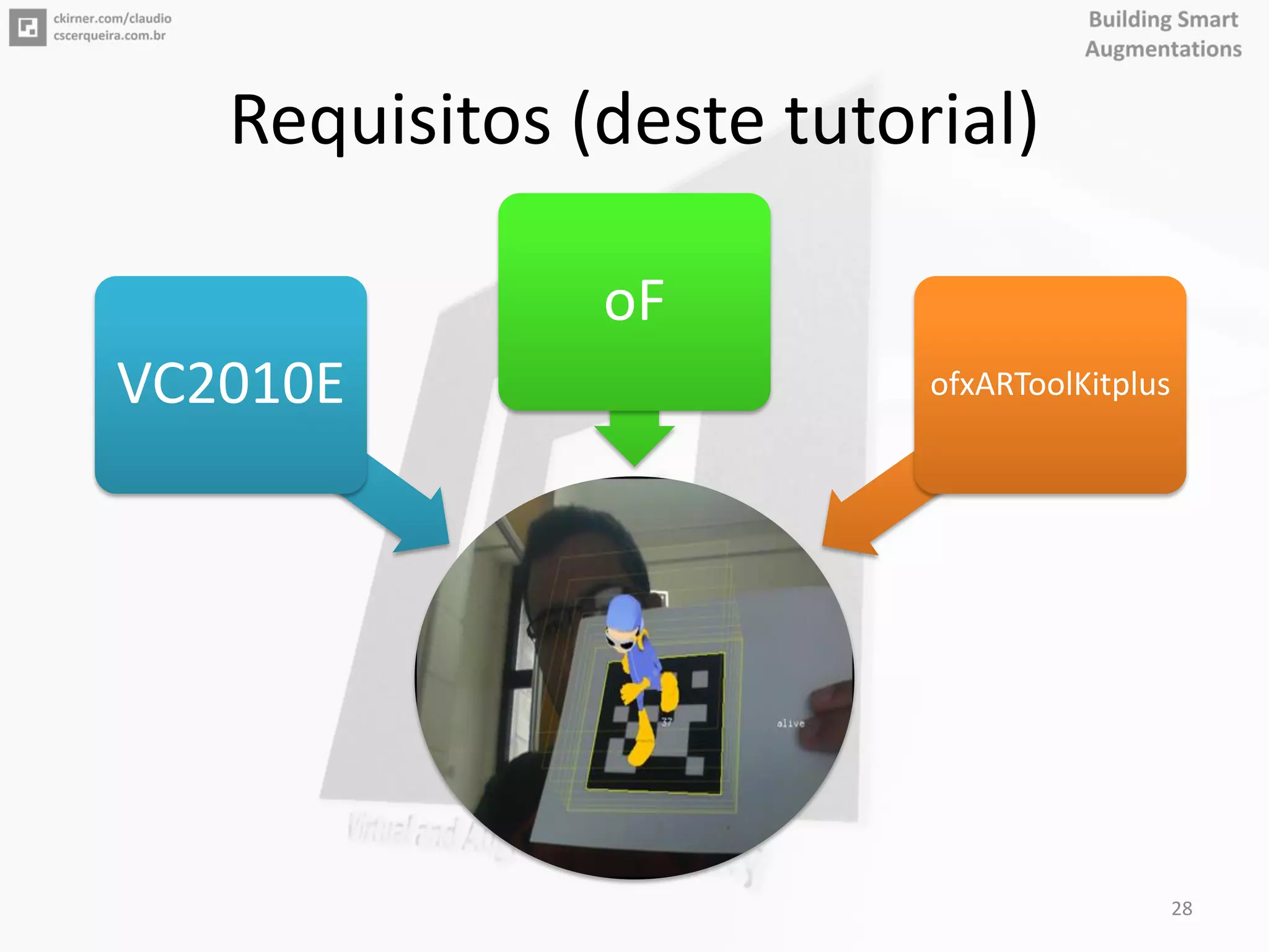 Requisitos (deste tutorial)
VC2010E
oF
ofxARToolKitplus
28
 