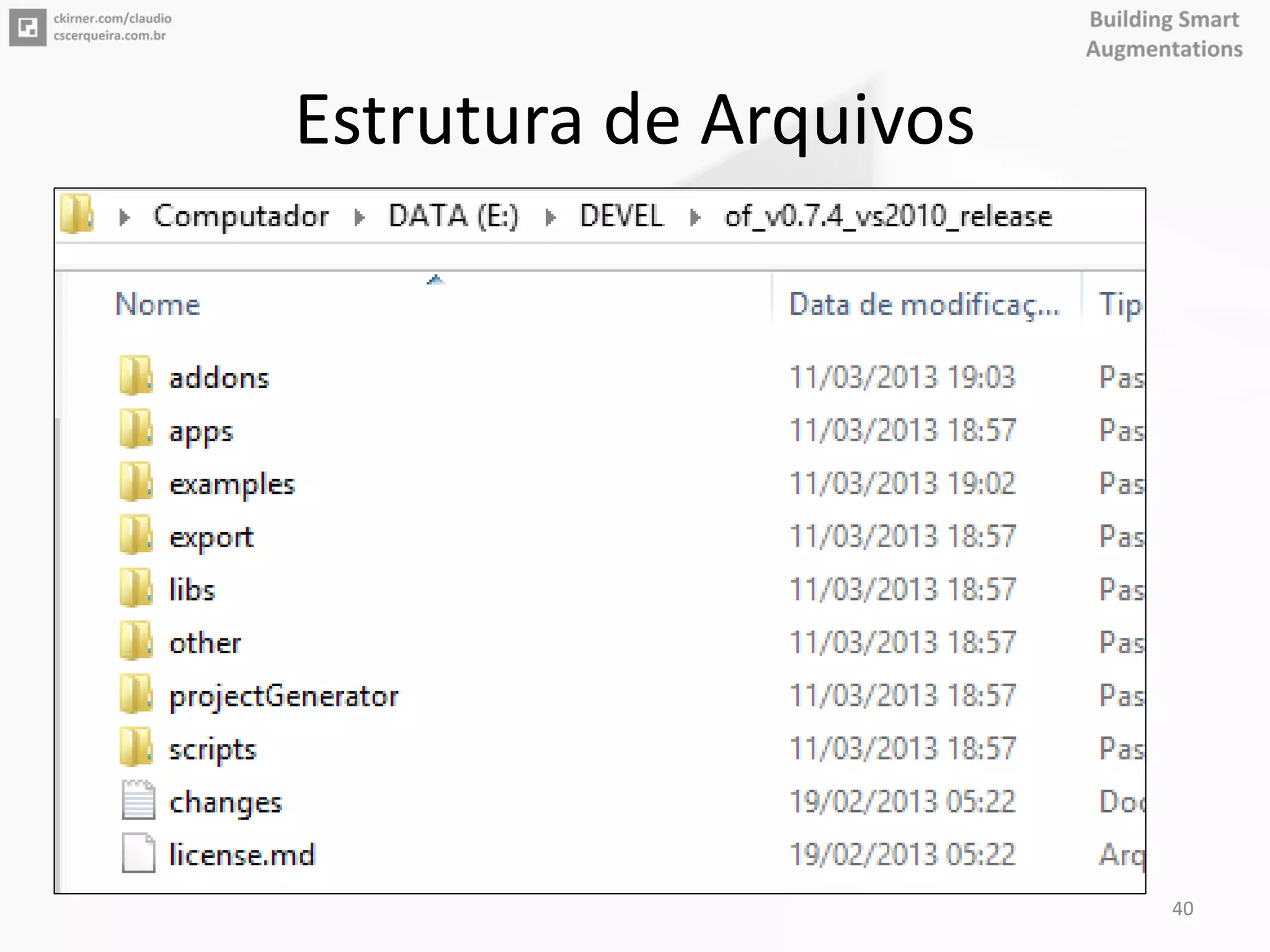 Estrutura de Arquivos
40
 