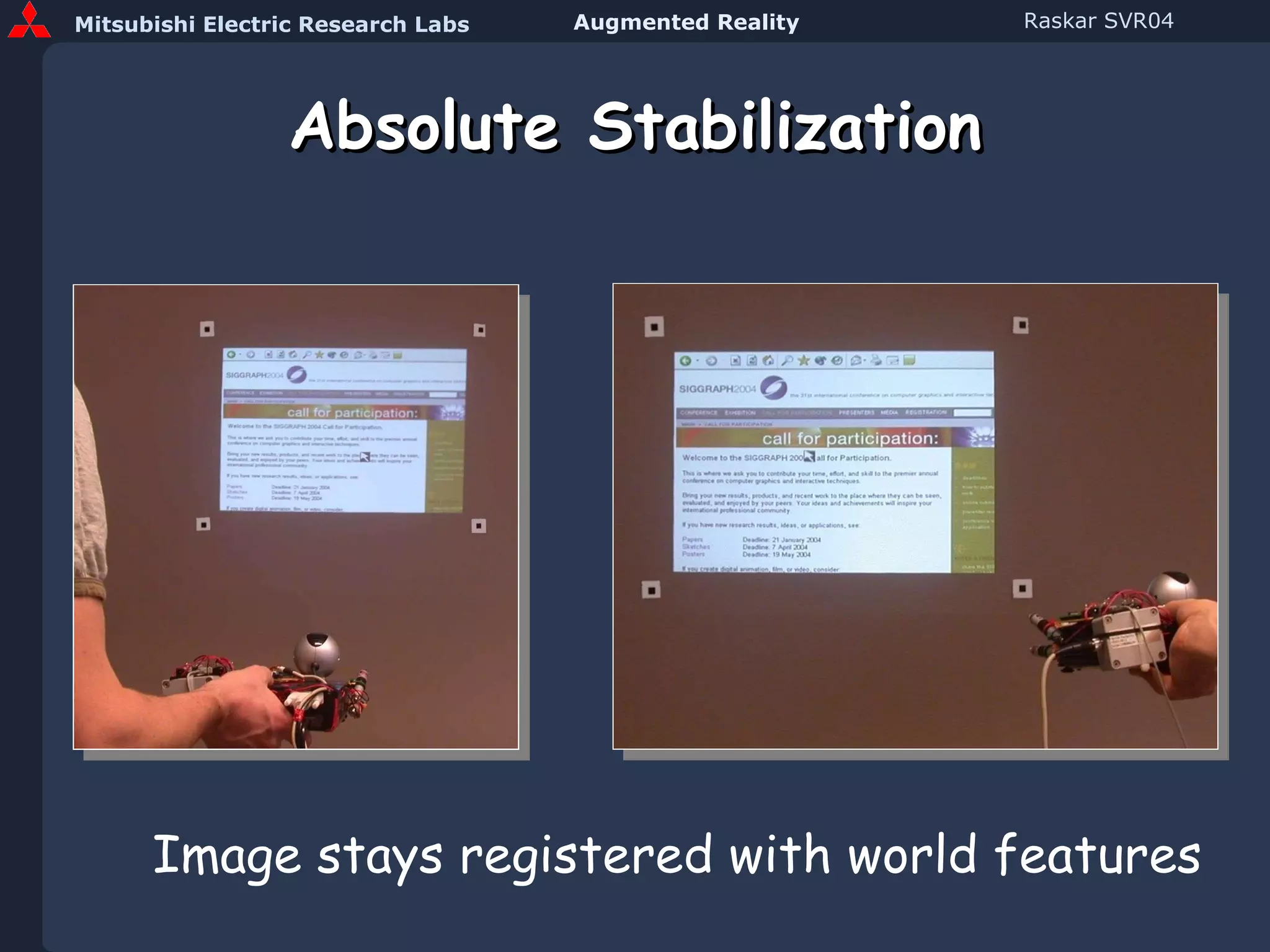 Absolute Stabilization Image stays registered with world features 