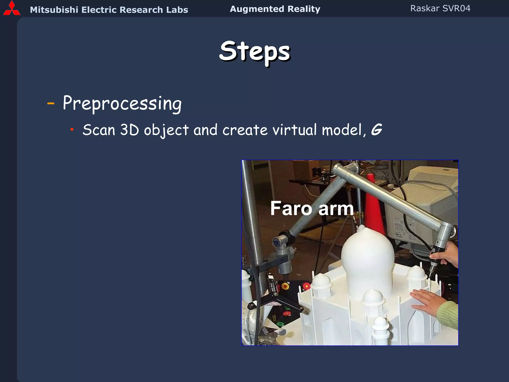 Steps Preprocessing Scan 3D object and create virtual model,  G Faro arm 