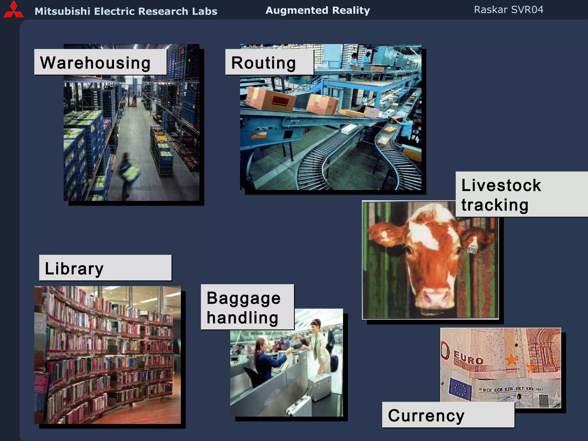 Warehousing Routing Library  Baggage  handling  Currency Livestock tracking 