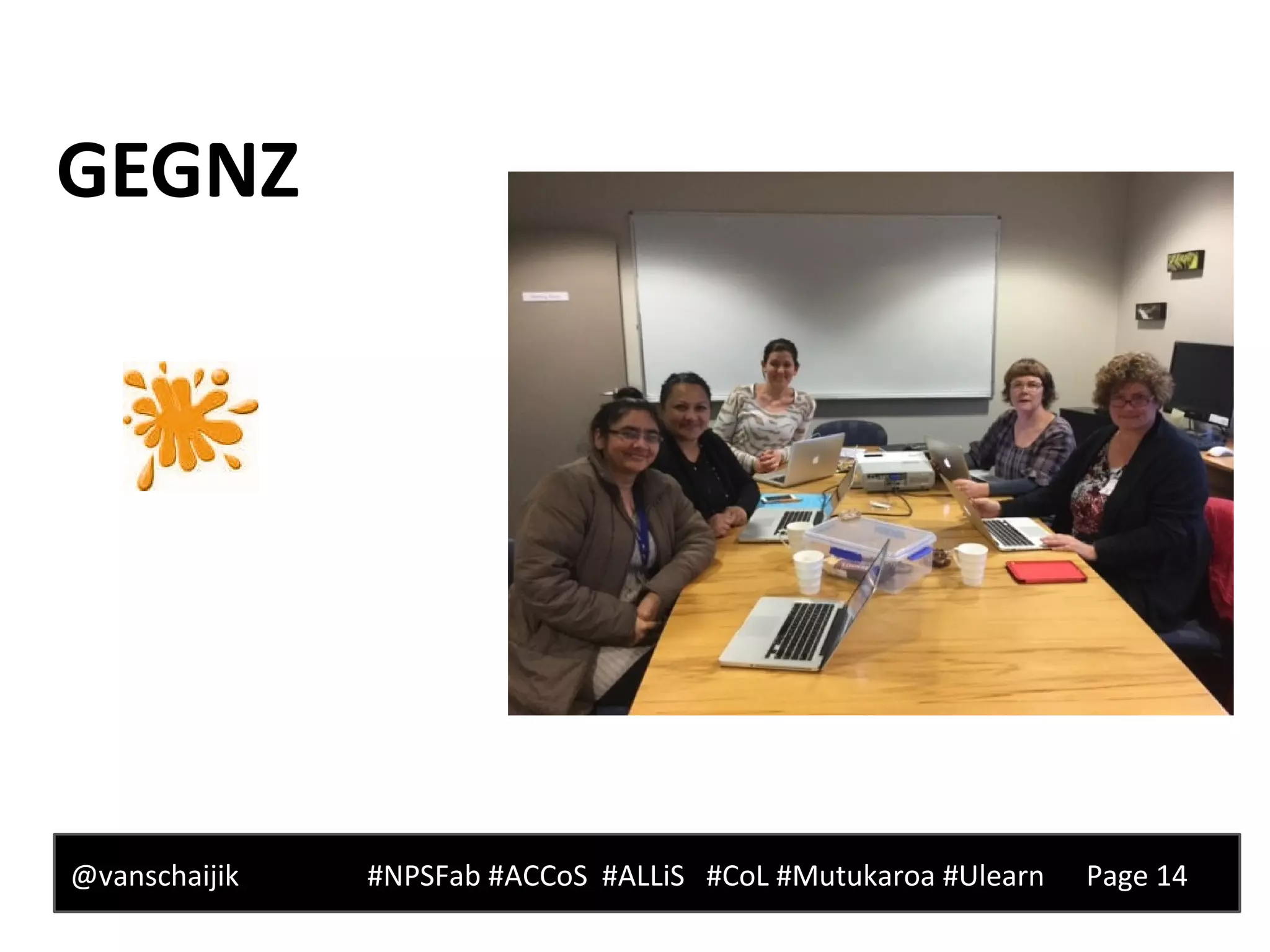 GEGNZ
@vanschaijik #NPSFab #ACCoS #ALLiS #CoL #Mutukaroa #Ulearn Page 14
 
