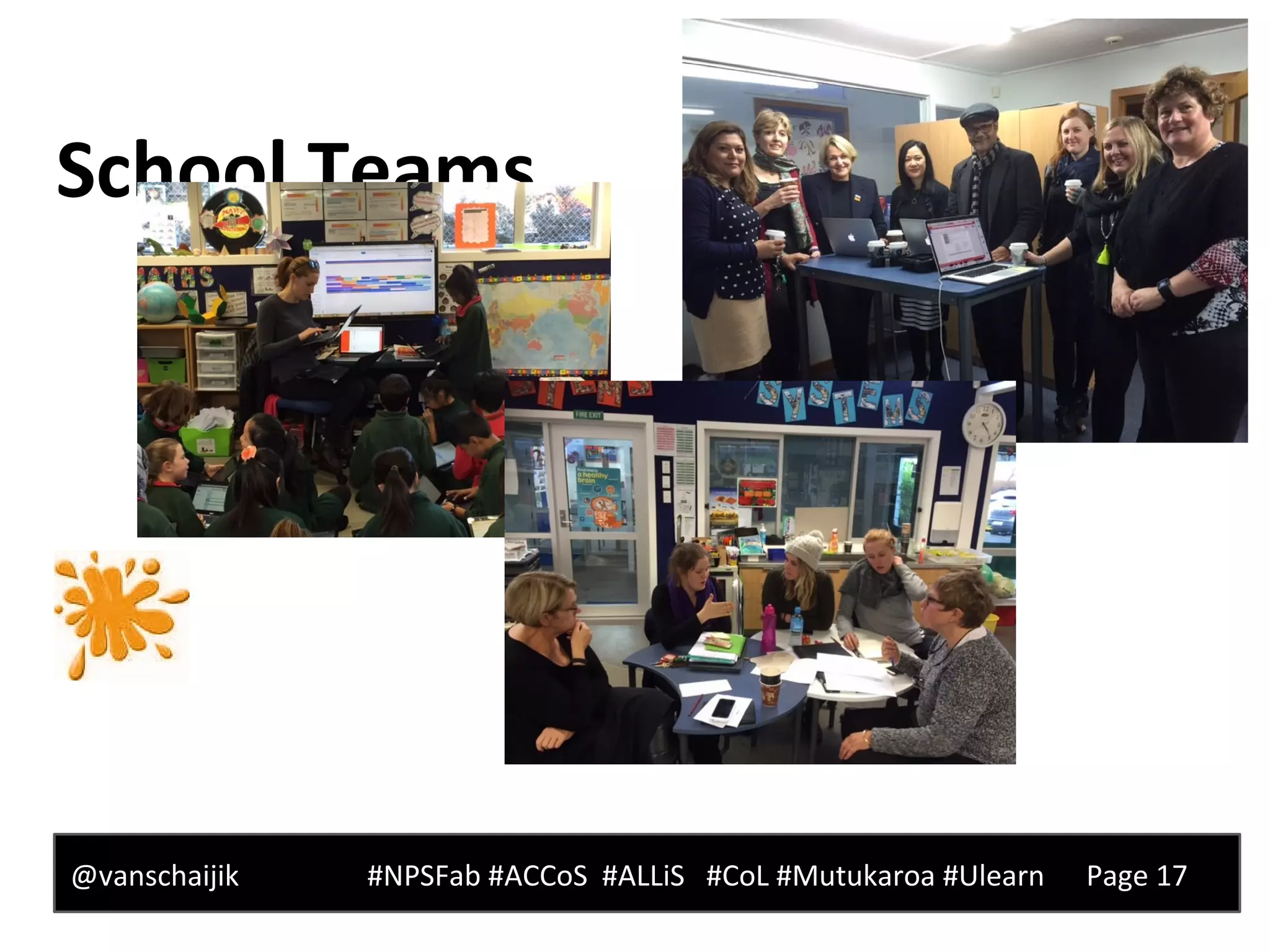 School Teams
@vanschaijik #NPSFab #ACCoS #ALLiS #CoL #Mutukaroa #Ulearn Page 17
 