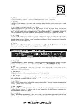 Manual do Cabeçote para Contrabaixo Ampeg SVT-CL (PORTUGUÊS)